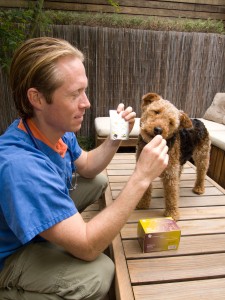 Photo of Dr Patrick Mahaney and Cardiff Try I Love Dogs Supplements